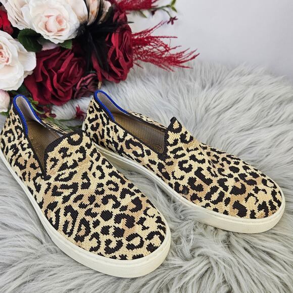 Rothy’s Original Slip On Sneaker Desert Cat Leopard Print Shoes Size 7 Sustainab - Picture 2 of 9